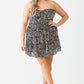 Women's Plus Floral Print Ruched Ruffle Smocked Back Top & High Waist Flare Hem Mini Skirt Set