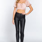 Women's Short Sleeve Shirring Satin Crop Top