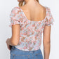 Women's Short Sleeve Shirring Satin Crop Top