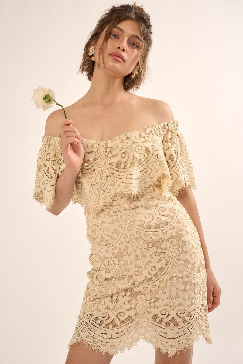 Women's Lace, Woven Mini Dress