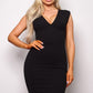 Women's Short Sleeve Shirring Satin Crop TopSleeveless V Neck Corset Bodycon Midi Dress