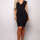 Women's Short Sleeve Shirring Satin Crop TopSleeveless V Neck Corset Bodycon Midi Dress