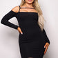 Women's Long Sleeve Cuff Front Strap Mini Dress