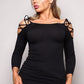 Women's 3/4 Sleeve Lattice Shoulder Tie Top