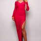 Women's Long Sleeve V Neck Open Back Maxi Dress