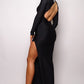 Women's Long Sleeve V Neck Open Back Maxi Dress