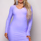 Women's Long Sleeve V Neck Open Back Maxi Dress