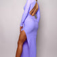 Women's Long Sleeve V Neck Open Back Maxi Dress
