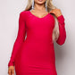 Women's Long Sleeve V Neck Open Back Maxi Dress