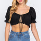 Women's Short Sleeve Print Crop Woven Top
