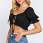 Women's Short Sleeve Print Crop Woven Top