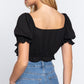 Women's Short Sleeve Print Crop Woven Top