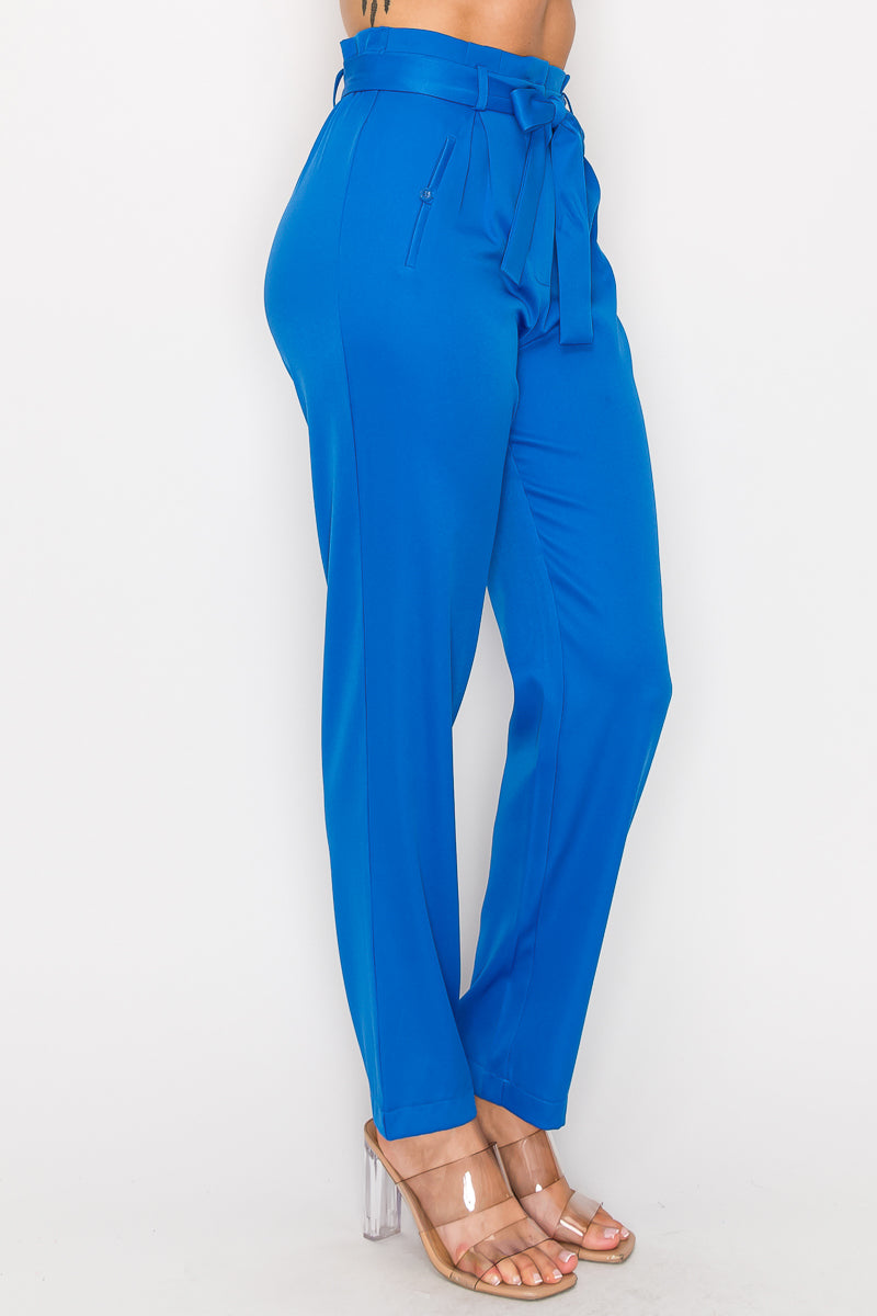 Women's High-rise Belted Paper Bag Pants