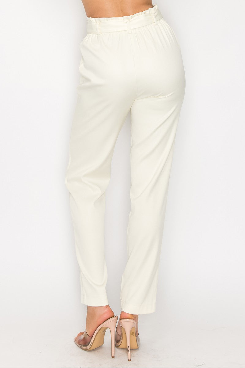 Women's High-rise Belted Paper Bag Pants