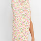 Women's Front Knot Floral Top & Ruched Maxi Skirts Set