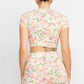 Women's Front Knot Floral Top & Ruched Maxi Skirts Set