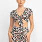 Women's Front Knot Floral Top & Ruched Maxi Skirts Set
