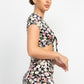 Women's Front Knot Floral Top & Ruched Maxi Skirts Set