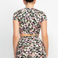 Women's Front Knot Floral Top & Ruched Maxi Skirts Set