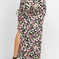 Women's Front Knot Floral Top & Ruched Maxi Skirts Set