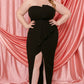 Women's Plus Pleated Tube Top High Split Plus Maxi Dress