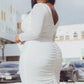 Women's Sparkling Translucent Silver Rhinestone Plus Size Mid-length Dress