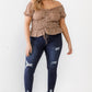 Women's Plus Floral Chiffon Ruched Smocked Off-the-shoulder Top