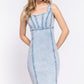 Women's Sleeveless Stretch Denim Jean Mini Dress (S & L Only)