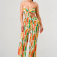 Women's Luxe Geo Print Satin Bra Top and Palazzo Jumpsuit