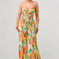 Women's Luxe Geo Print Satin Bra Top and Palazzo Jumpsuit