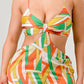 Women's Luxe Geo Print Satin Bra Top and Palazzo Jumpsuit