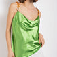 Women's Cow Neck Satin Camisole with Chain Strap