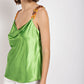Women's Cow Neck Satin Camisole with Chain Strap