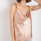 Women's Cow Neck Satin Camisole with Chain Strap