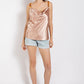 Women's Cow Neck Satin Camisole with Chain Strap