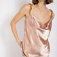 Women's Cow Neck Satin Camisole with Chain Strap