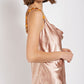Women's Cow Neck Satin Camisole with Chain Strap
