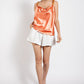Women's Cow Neck Satin Camisole with Chain Strap