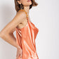 Women's Cow Neck Satin Camisole with Chain Strap