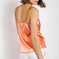 Women's Cow Neck Satin Camisole with Chain Strap