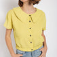 Women's Peter Pan Collar Textured Knit Button Down Top
