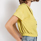 Women's Peter Pan Collar Textured Knit Button Down Top