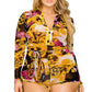 Women's Plus Gold & Floral Pattern Print Blouse