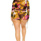 Women's Plus Gold & Floral Pattern Print Blouse