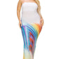 Women's Plus Sleeveless Color Gradient Tube Top Maxi Dress