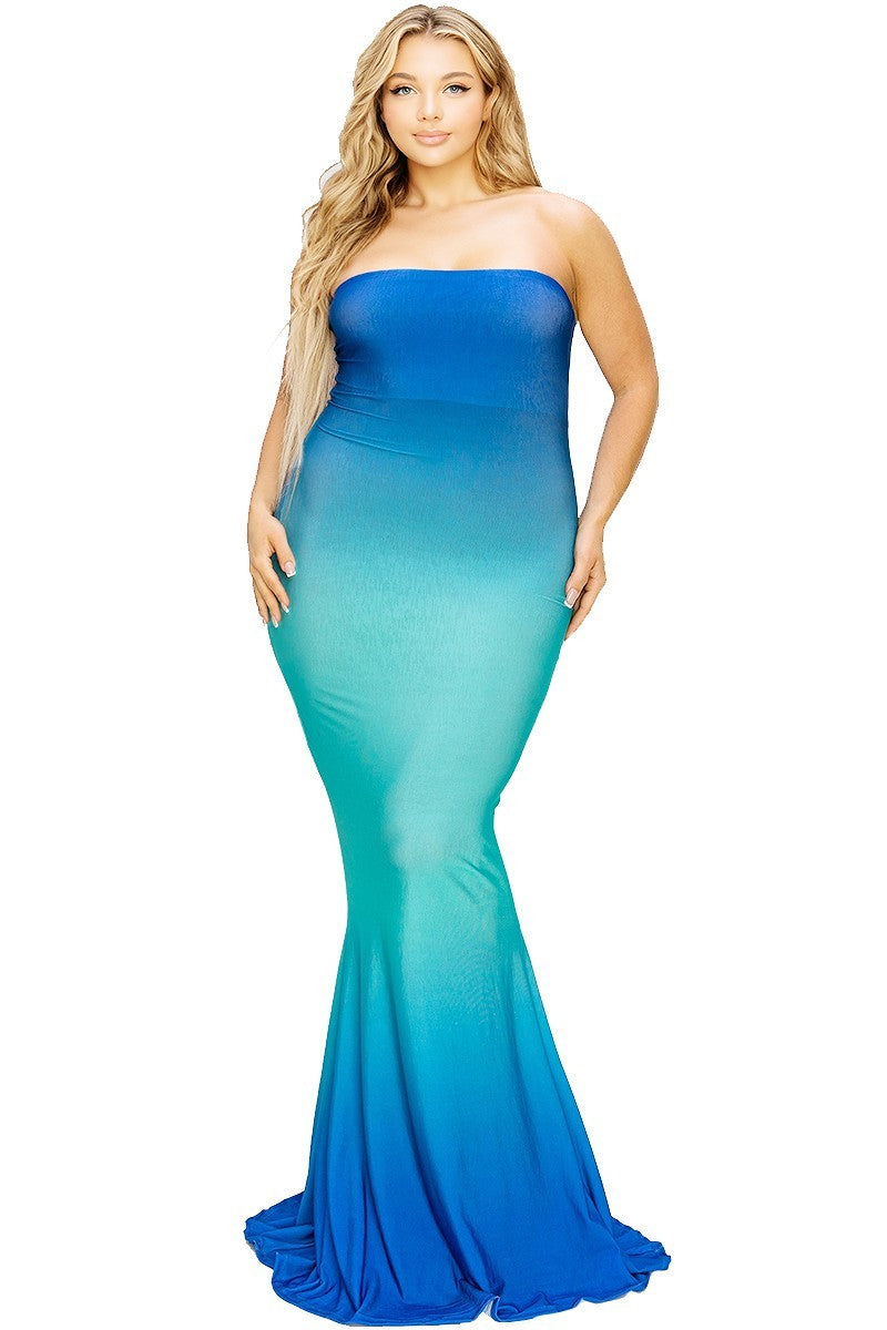Women's Plus Gradient Tube Maxi Dress