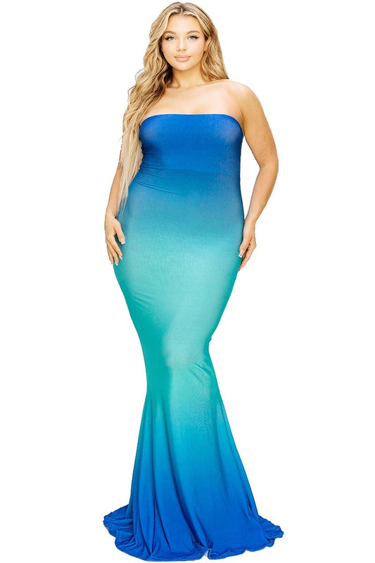 Women's Plus Gradient Tube Maxi Dress