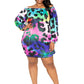 Women's Plus Leopard Off shoulder Bubble Mini Dress
