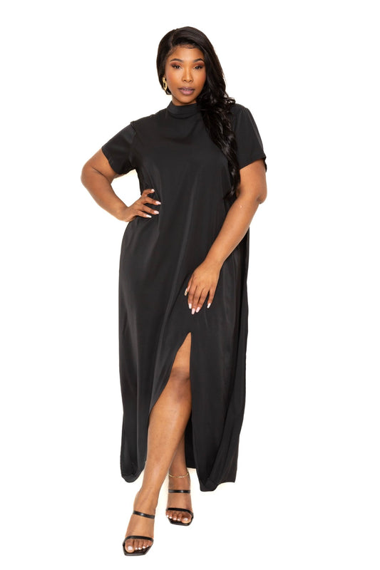 Women's Mock Neck Back Cape Dress