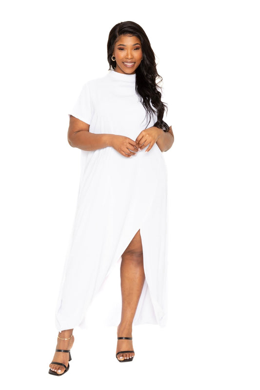 Women's Mock Neck Back Cape Dress